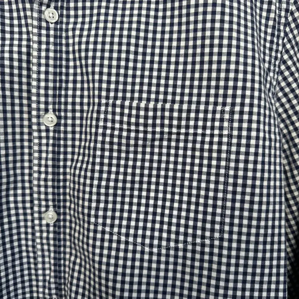 J. Crew Men's Navy/White Gingham Mercantile Flex Long Sleeve Button Down Size L